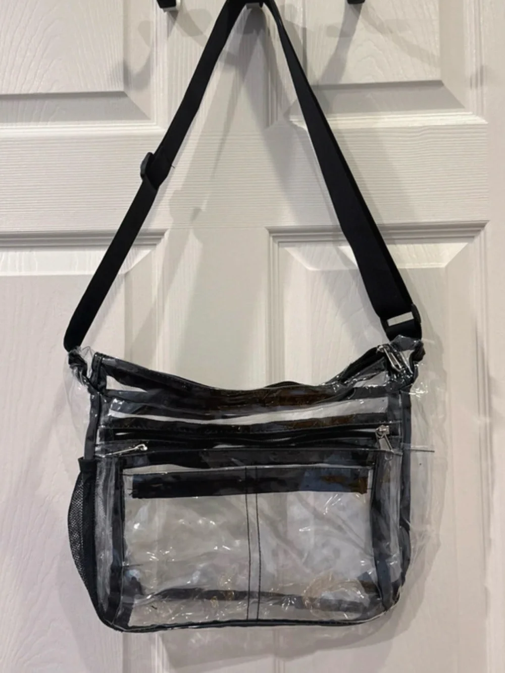 Clear Messenger Bag with Black Trim - Men's Adjustable Crossbody